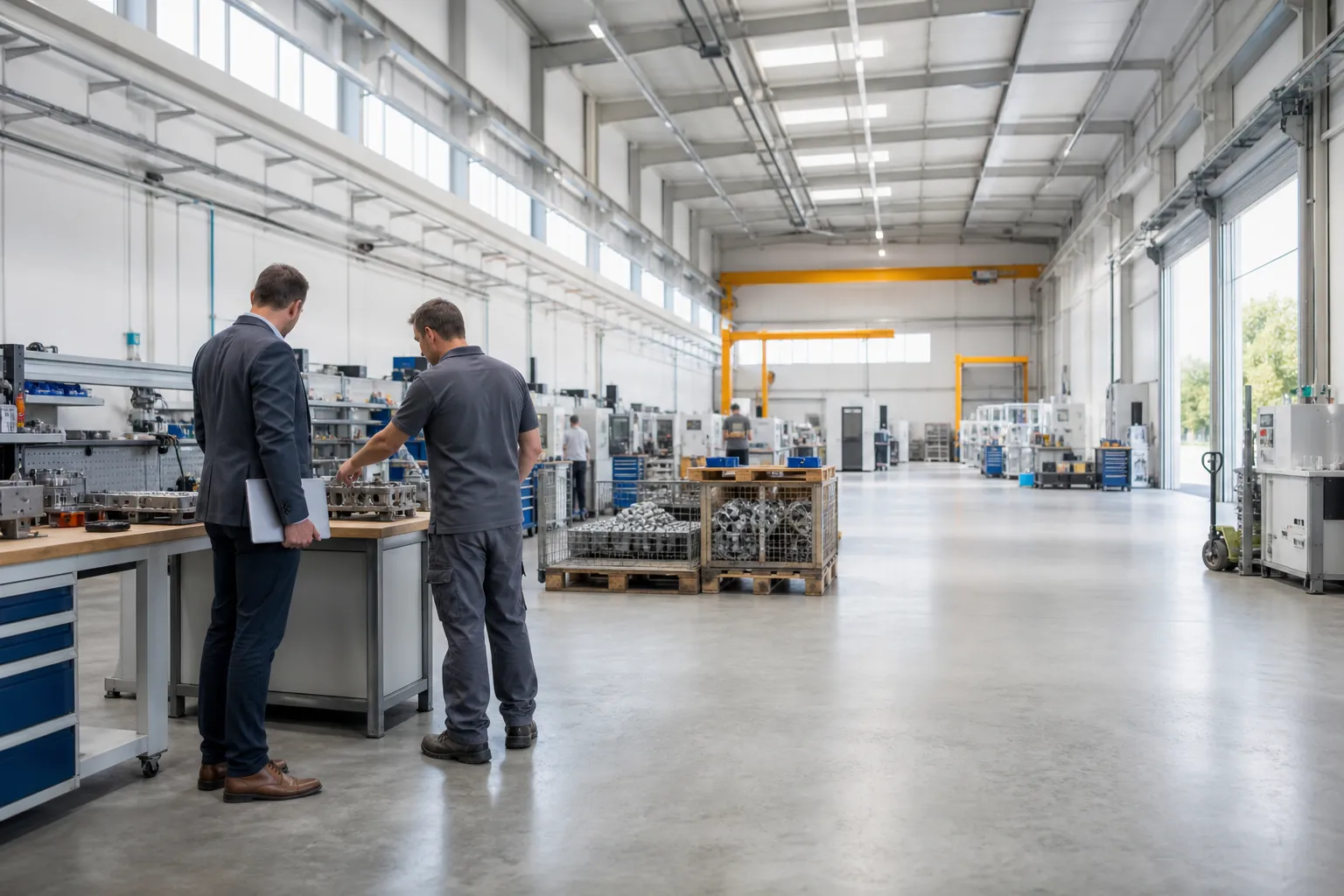 A Brightmoor consultant and an operations lead on a production floor