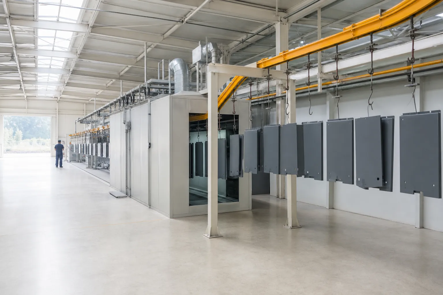 A powder coating line